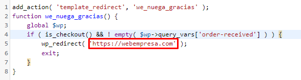 redirección página de gracias