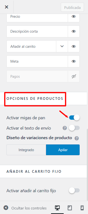 migas de pan de WooCommerce en astra