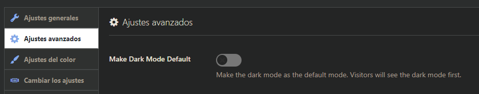 dark mode WordPress opciones