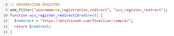 redireccion al finalizar compra en WooCommerce