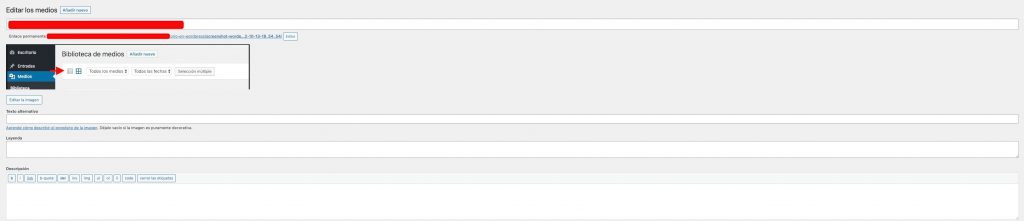 editor de medios en WordPress