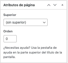 atributos en las páginas de WordPress