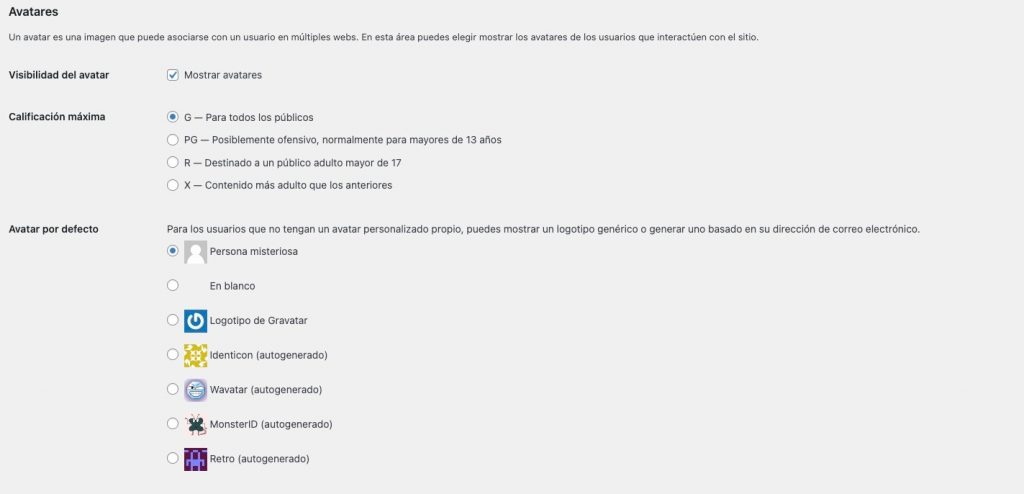 Avatar en comentarios de WordPress