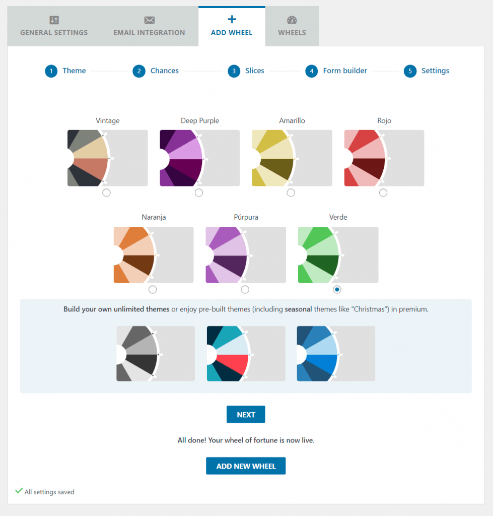 diseño de ruleta para WordPress