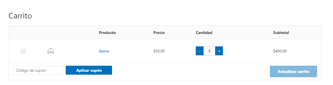 estilo botones cantidad de producto en carrito de WooCommerce