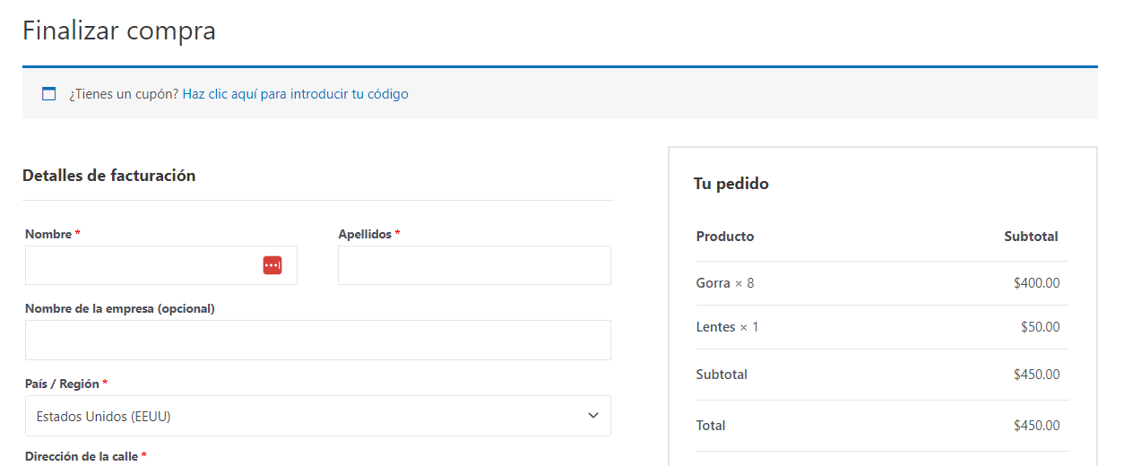 Finalizar compra WooCommerce