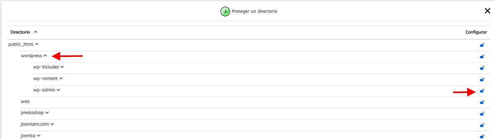 Directorio protegido WePanel