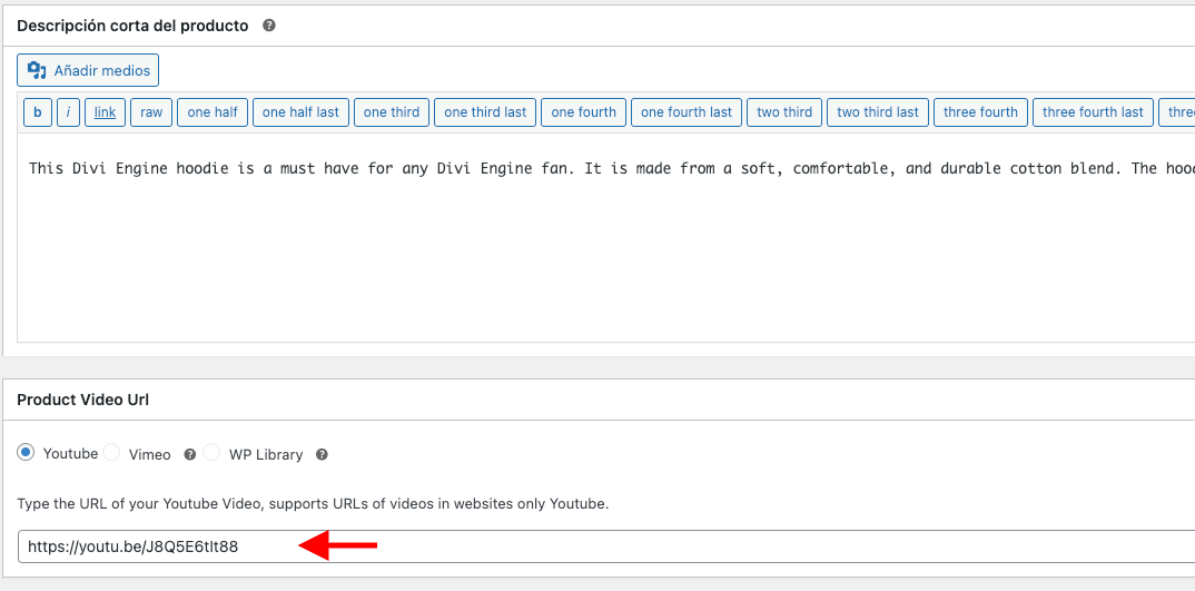 mostrar video en productos WooCommerce