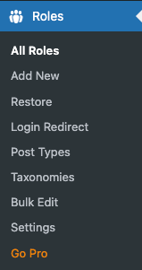 Menu WPFront User Role Editor