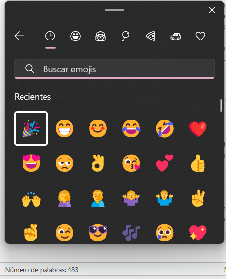 selección de emoji Windows