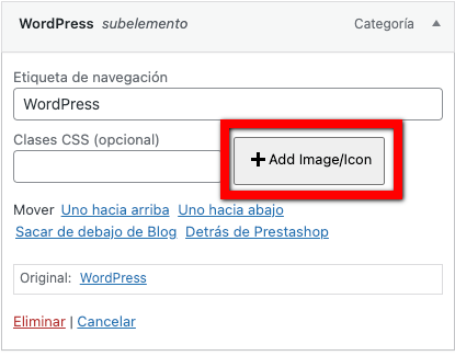 añadir imagen/icono al menú de WordPress