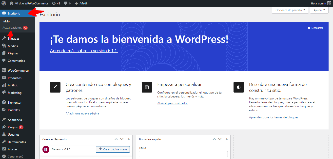 Actualizaciones de wordpress