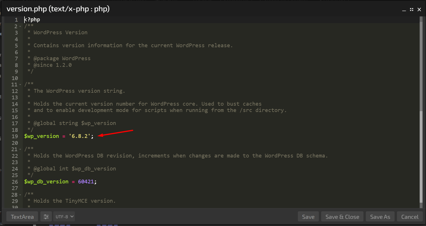 Ver versión de WordPress desde archivo versión PHP