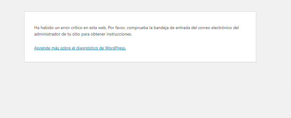 Correo electrónico de error critico WordPress