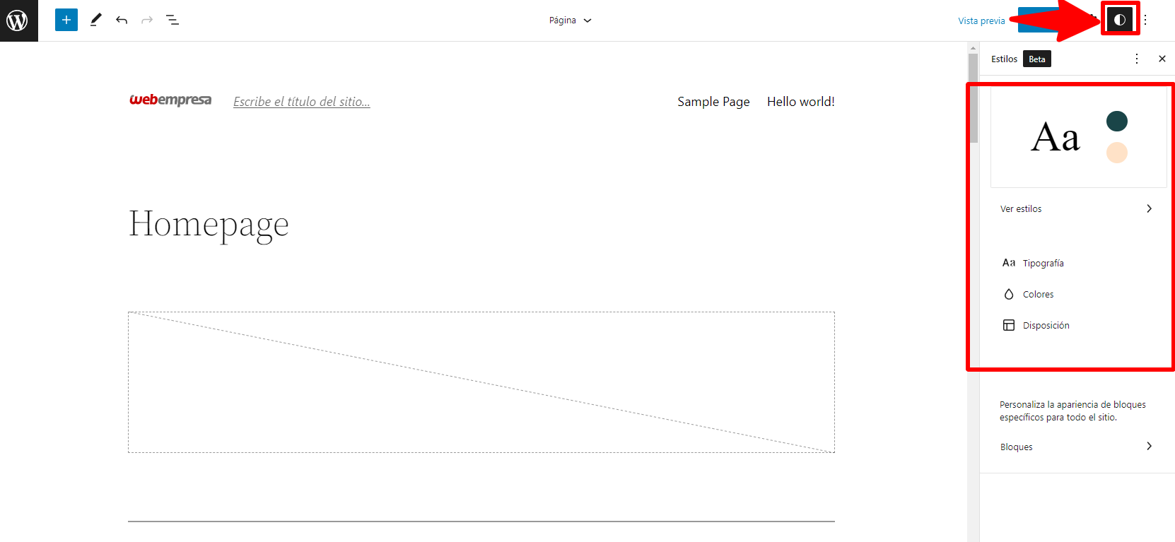 Estilos globales de WordPress 6.0