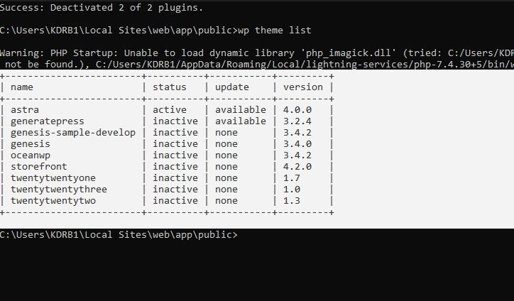 Temas instalados con Wp Cli en WordPress