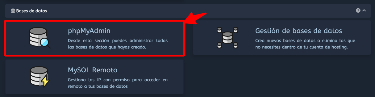 phpMyAdmin en cPanel