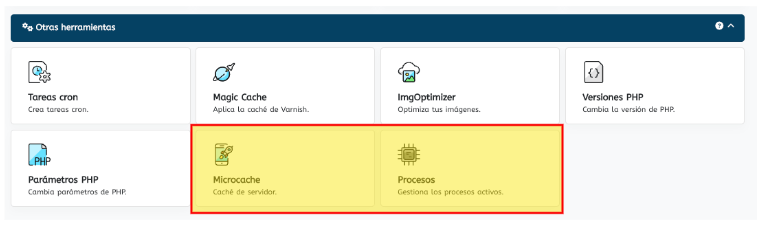 Gestión de la microcaché y los procesos activos en tu cuenta