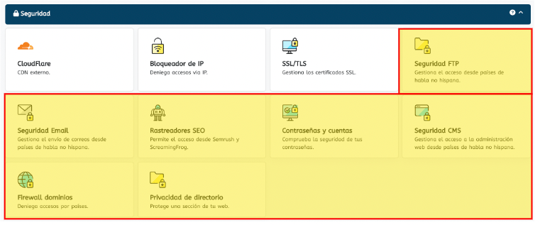 Nuevas opciones para controlar la seguridad de una cuenta de hosting en WePanel 2.0