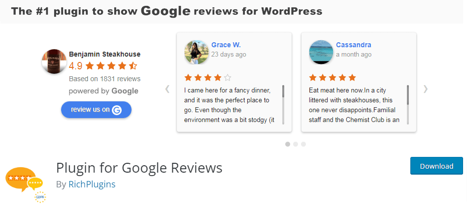 Plugin de google reviews for WordPress 