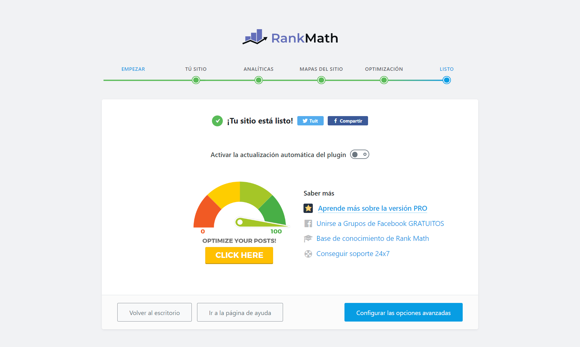 Final de configuración 