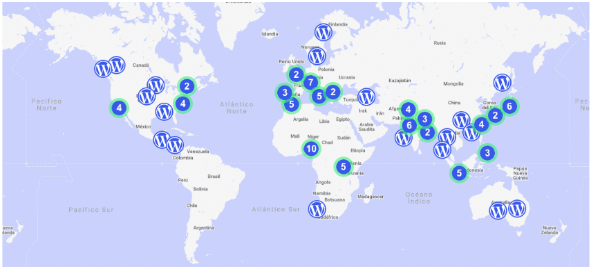 Mapa actividades por el 20 aniversario de WordPress
