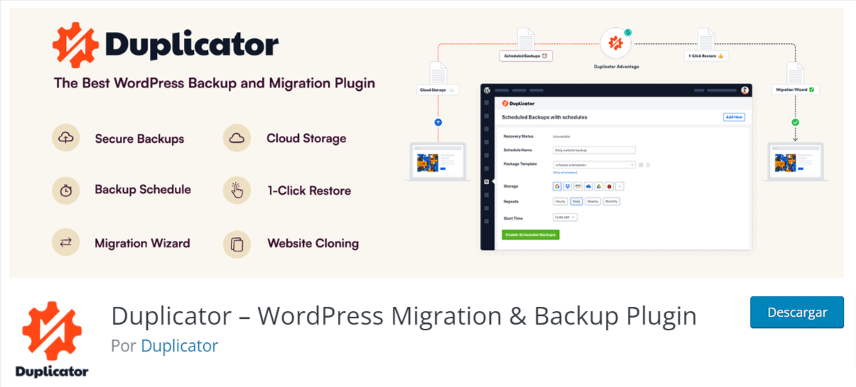 Duplicator plugin