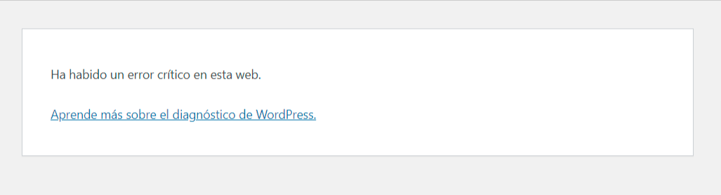 Error crítico en WordPress