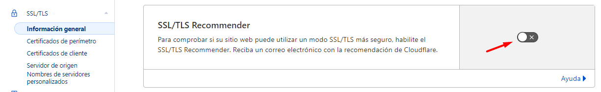 SSL/TLS Recommender desactivado