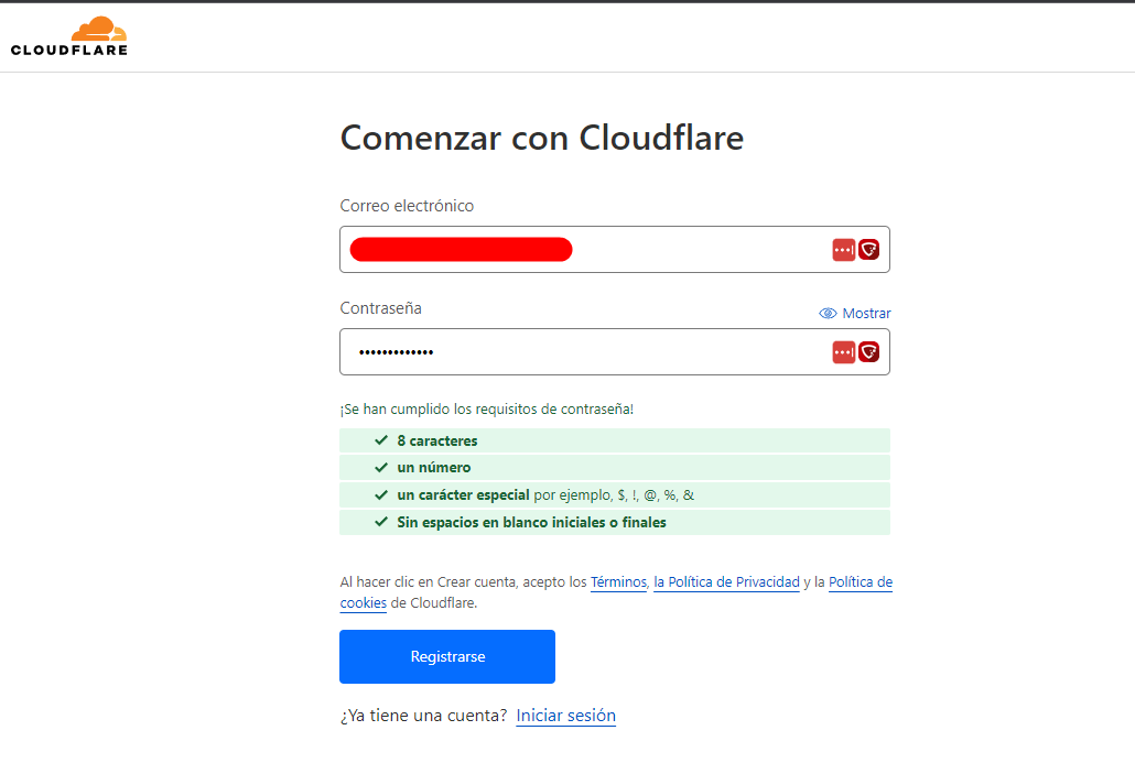 cloudflare crear cuenta