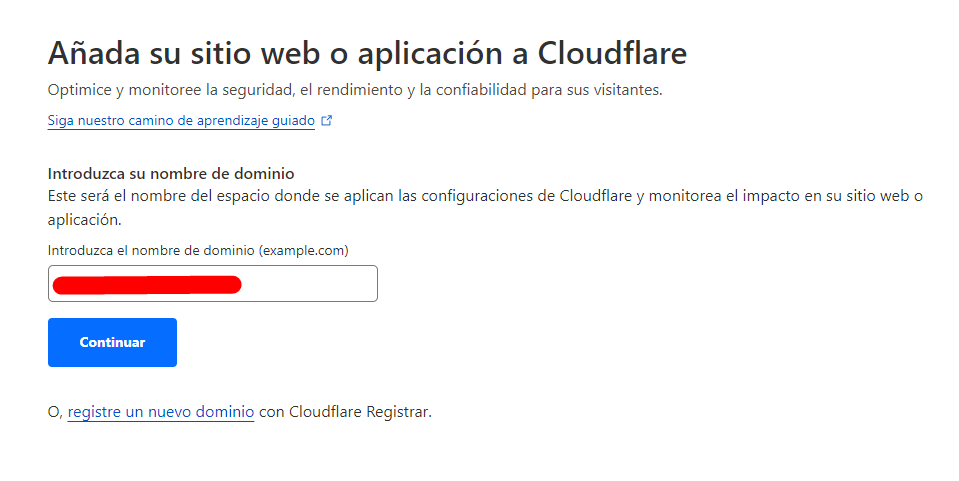 cloudflare agregar sitio web