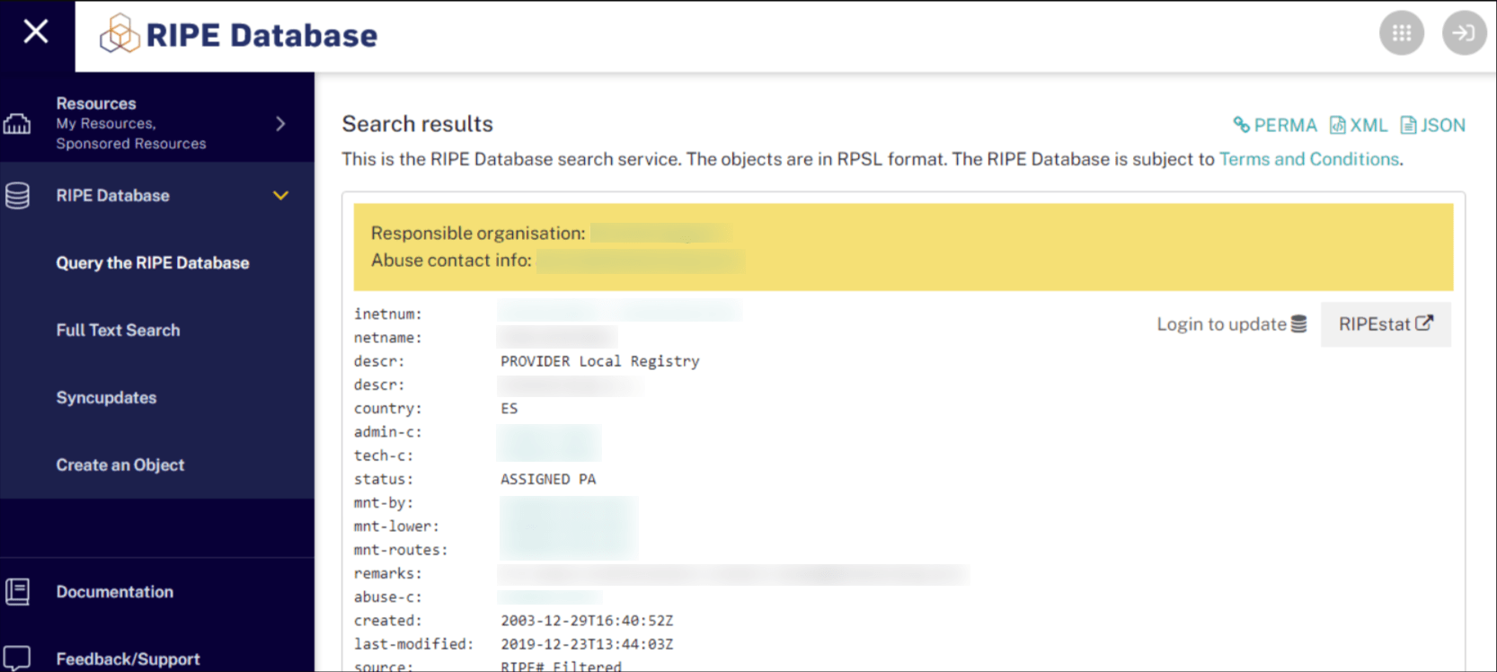 ripe database