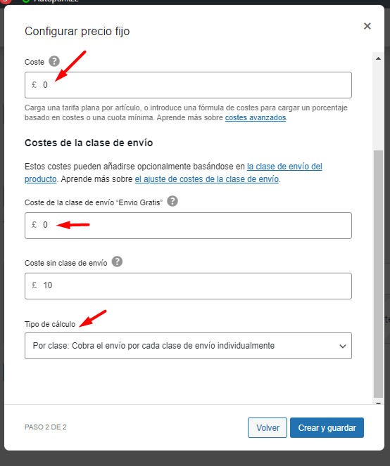 configuración precio fijo