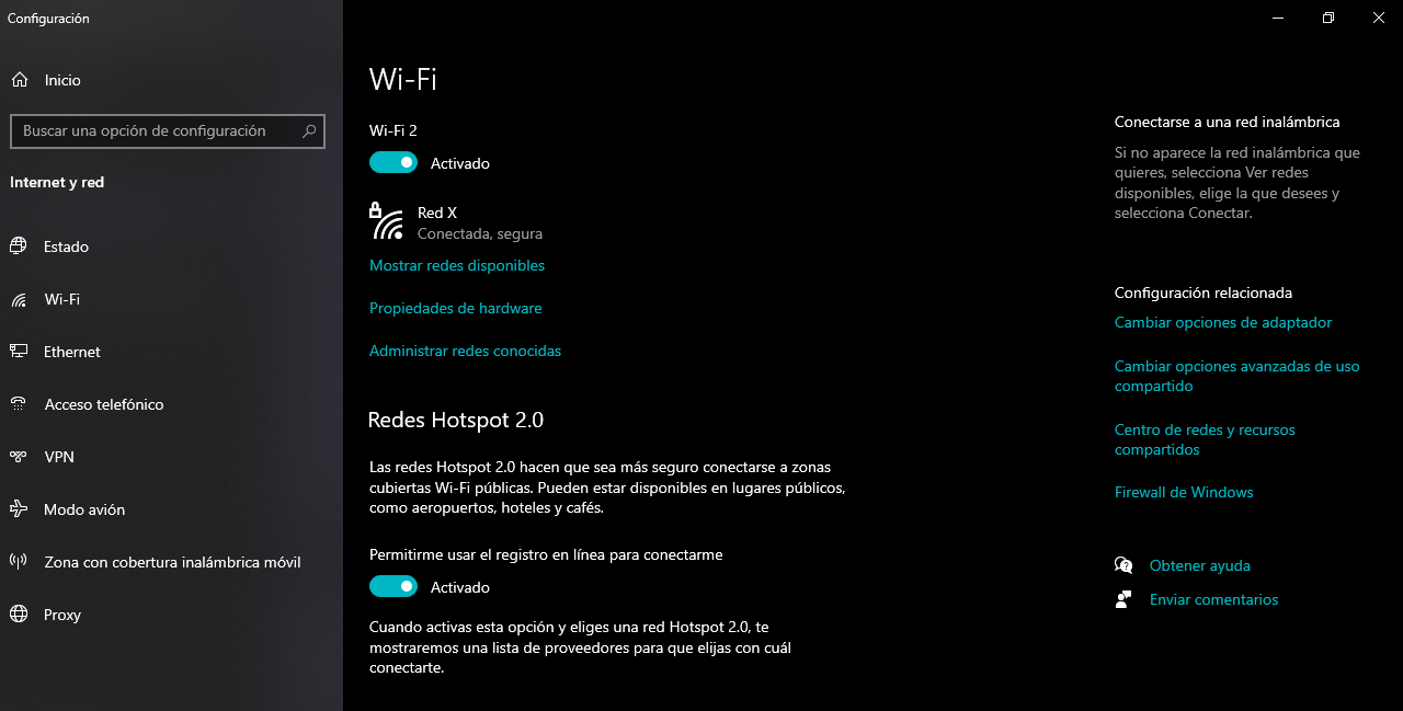 Conexión internet Windows