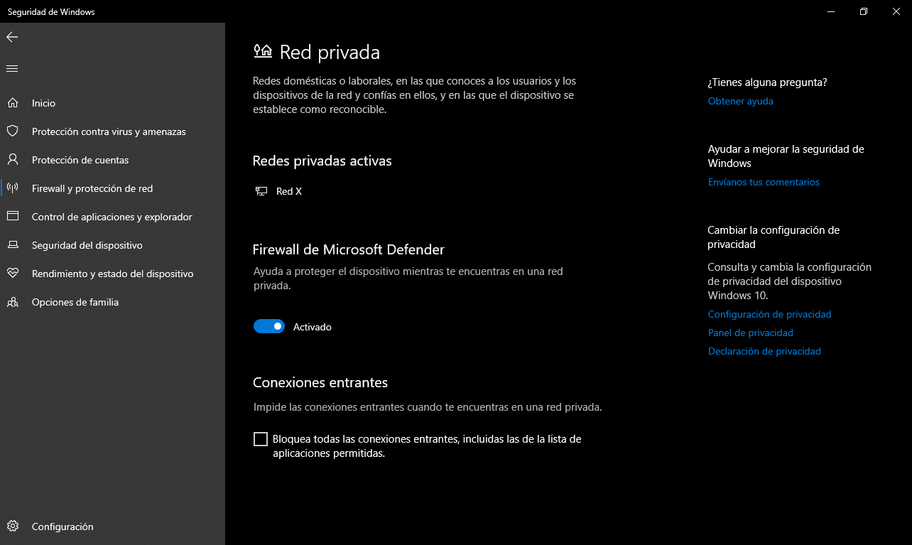 Desactivar firewall Windows 10