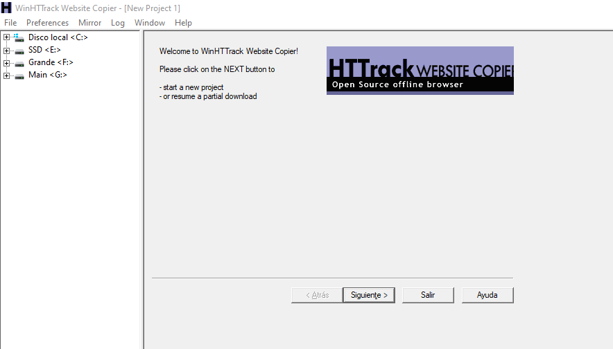 HTTrack en Windows