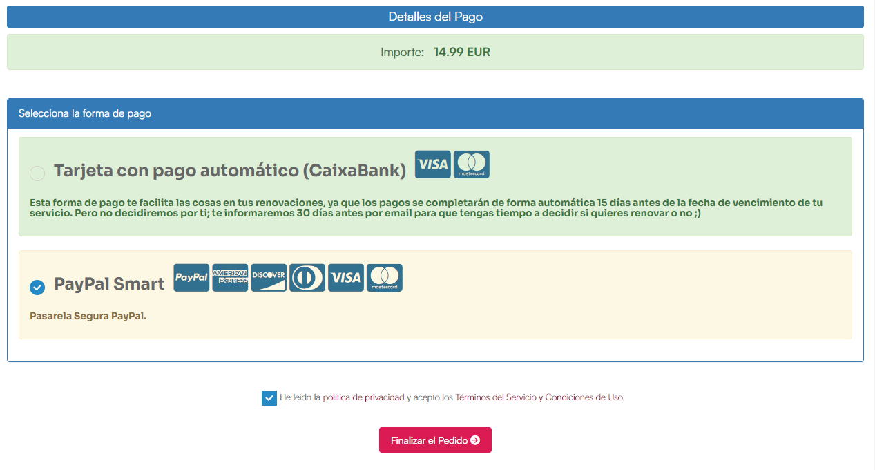 finalizar pedido