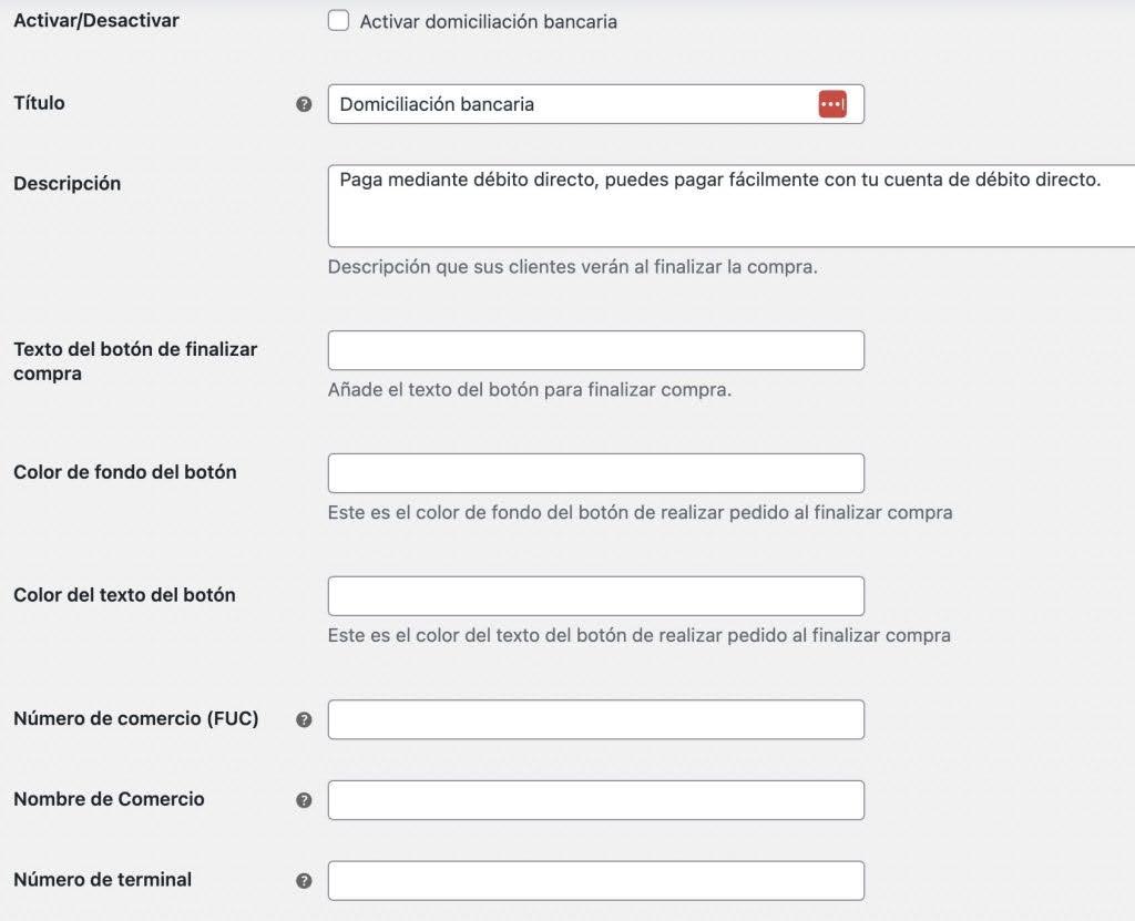 Domiciliación bancaria en WooCommerce mediante Redsys