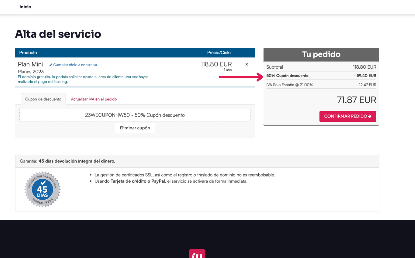 Descuento en Hosting