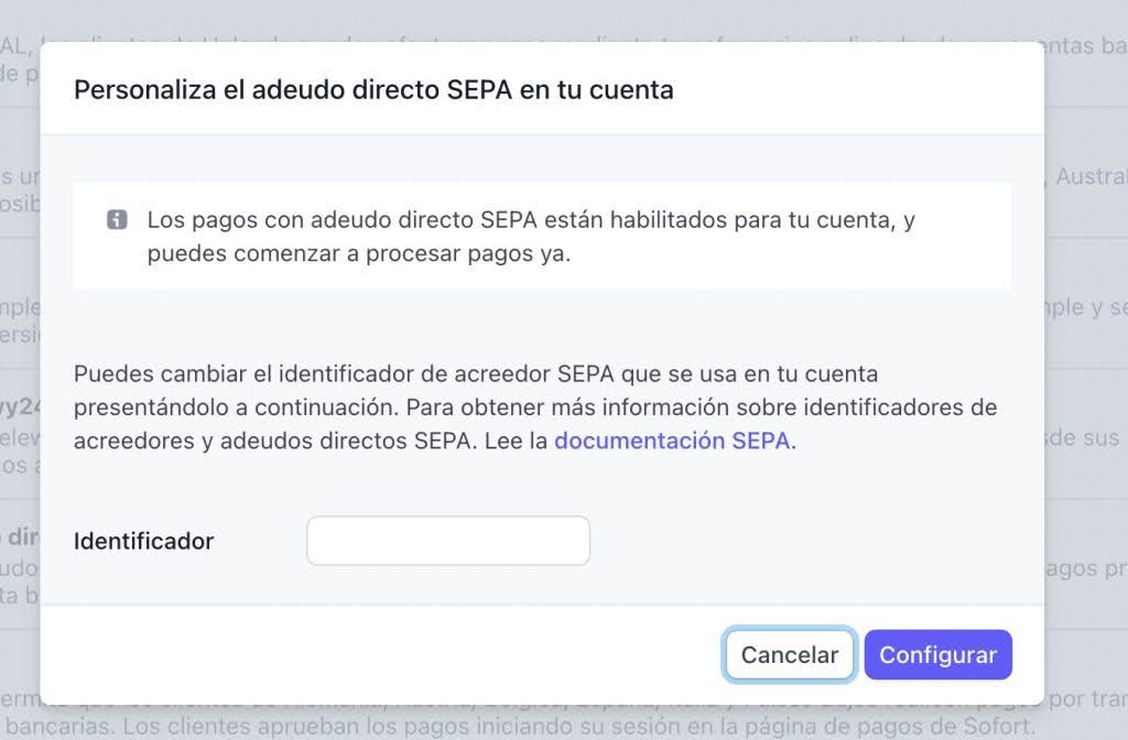 Personalizar adeudo directo SEPA