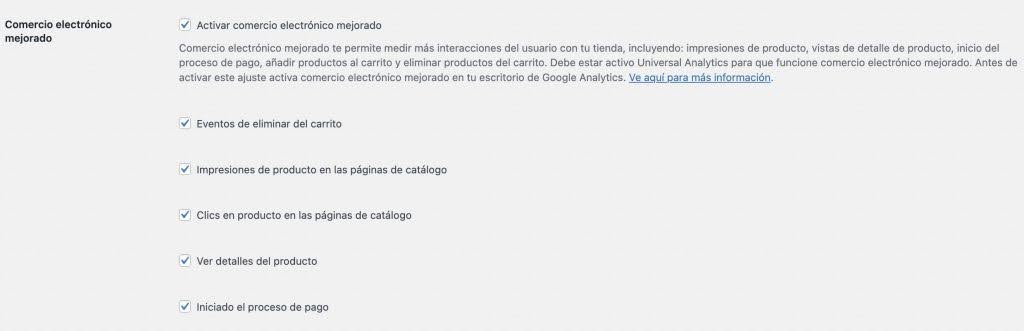 Ajustes de comercio electrónico mejorado - Plugin WooCommerce Google Analytics Integration