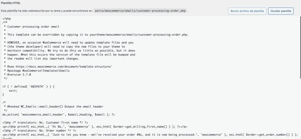Archivo sensible - Plantilla Html WooCommerce