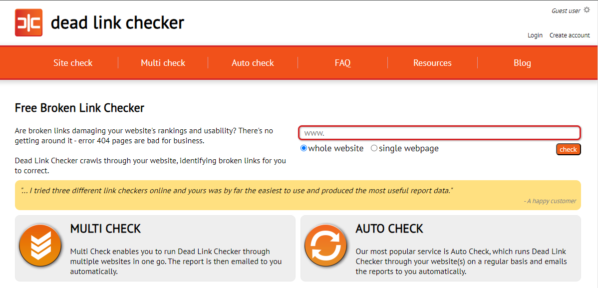 sitio dead link checker 