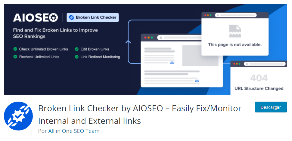 plugin broken link checker aioseo