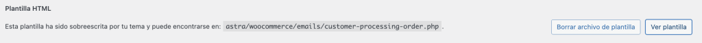 Ver opción de plantilla html en WooCommerce