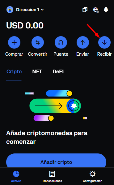 recibir criptomonedas