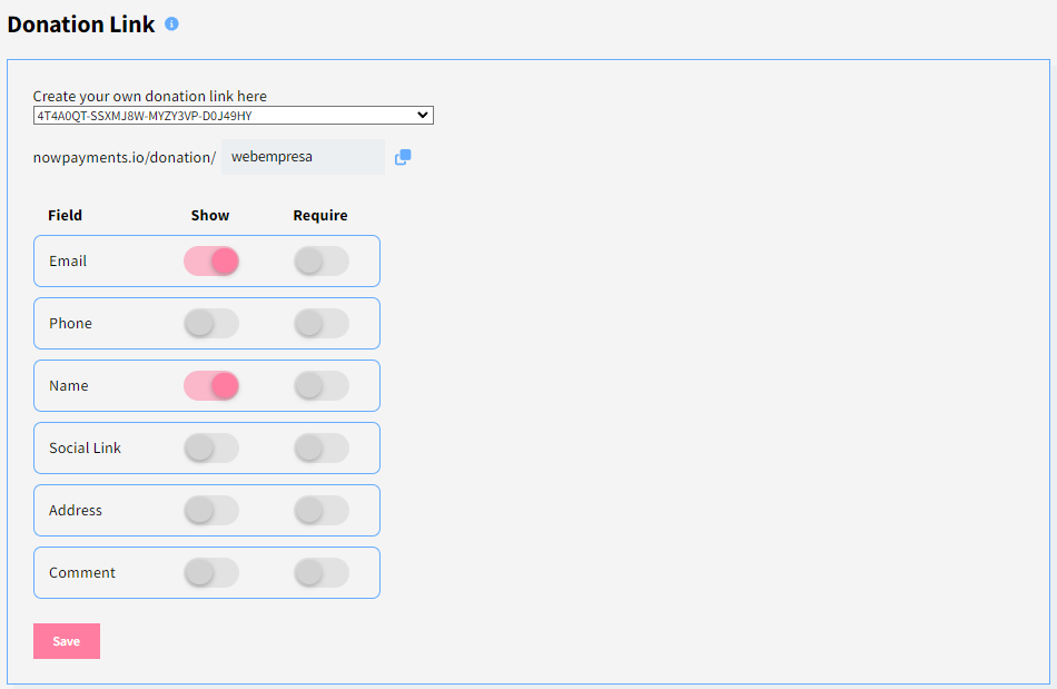 donaciones nowpayments configuracion 