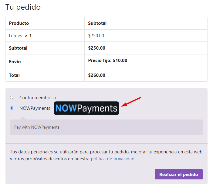 prueba tienda nowpayment 