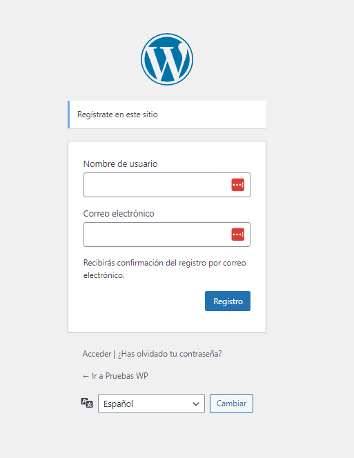 registro de usuario wordpress