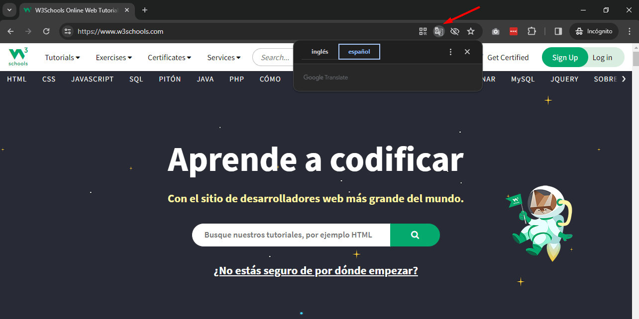 traducir desde google chrome